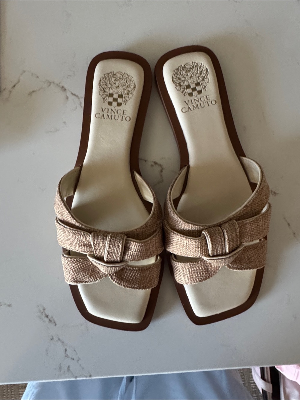 Vince Camuto Tan Woven Slide Mules